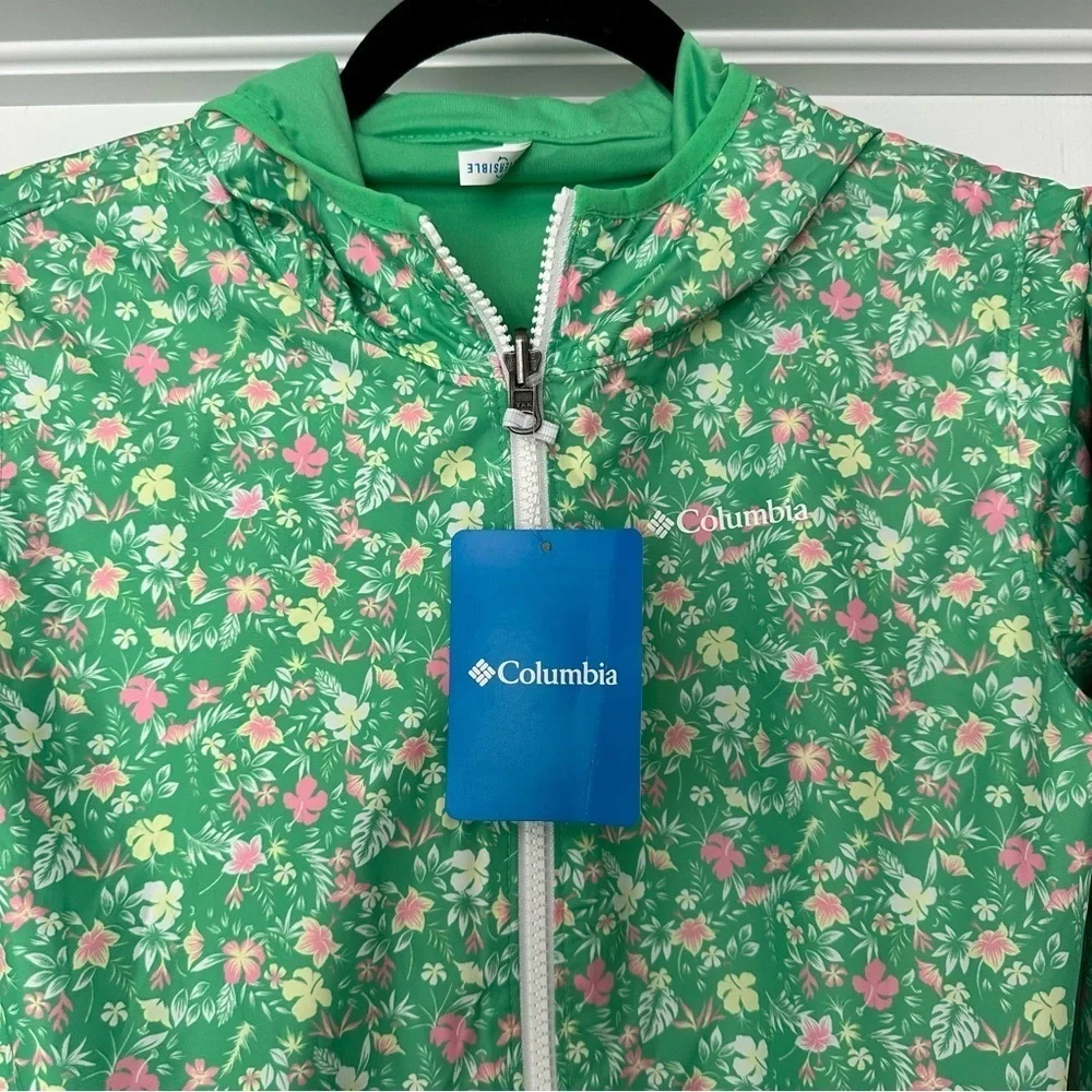 Columbia Youth Reversible‎ Pixel Grabber Jacket Green Floral Medium 10-12 NWT